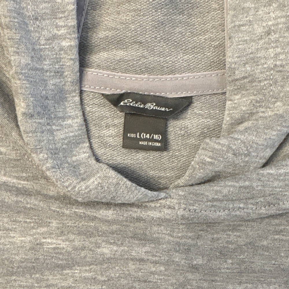 Eddie Bauer Unisex Kids Gray Pullover Hoodie 14-16 Kangaroo Pocket Blend - Picture 2 of 7